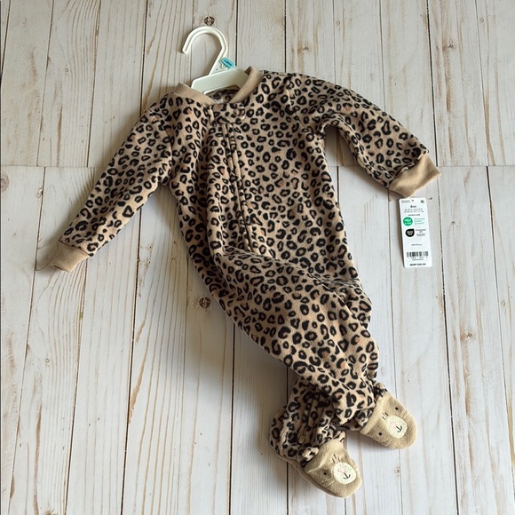 Carter's Other - NWT Carter's Leopard Print Cheetah Face Feet Fleece Girls Sleeper SZ 6M